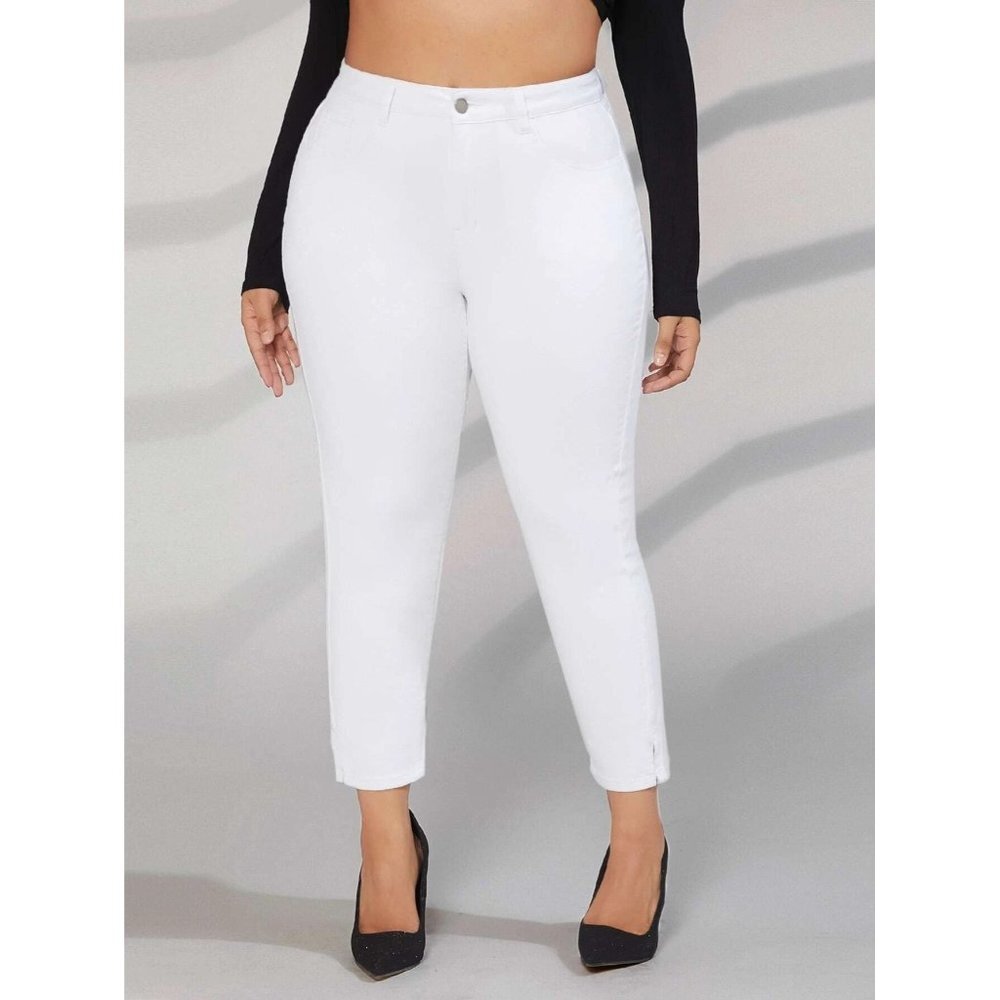 NEW‎ SHEIN Plus High Waist Skinny Jeans Size 1XL Color White
